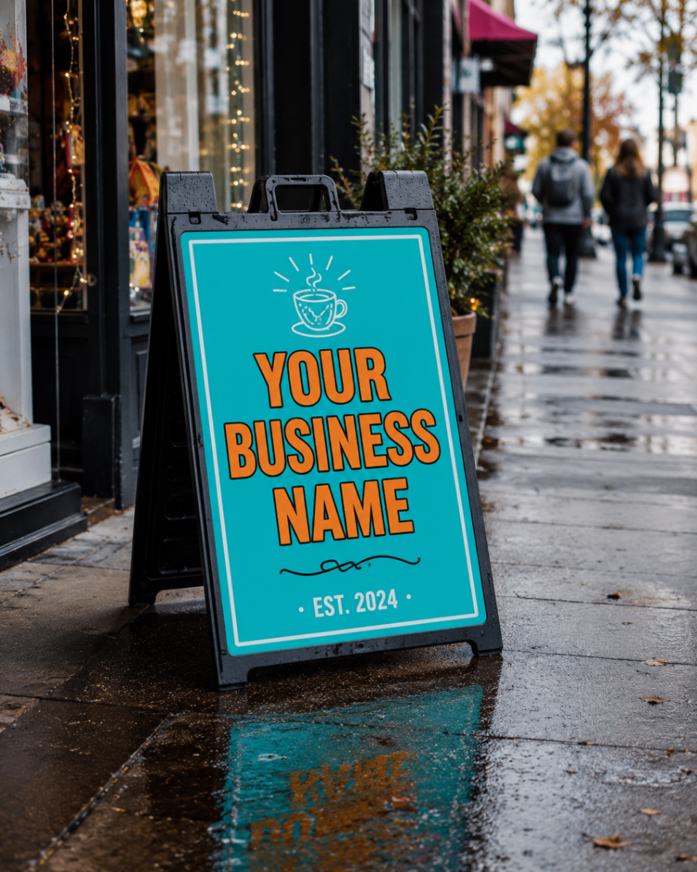 Custom vinyl A-frame sidewalk sign